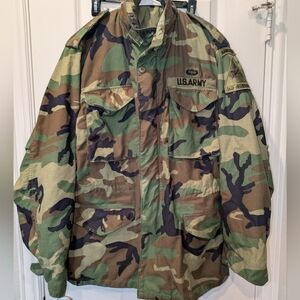 🪖🔥 Vintage 1986 US Army M65 Field Jacket MEDIUM LONG Ranger Tab Old Ironsides
